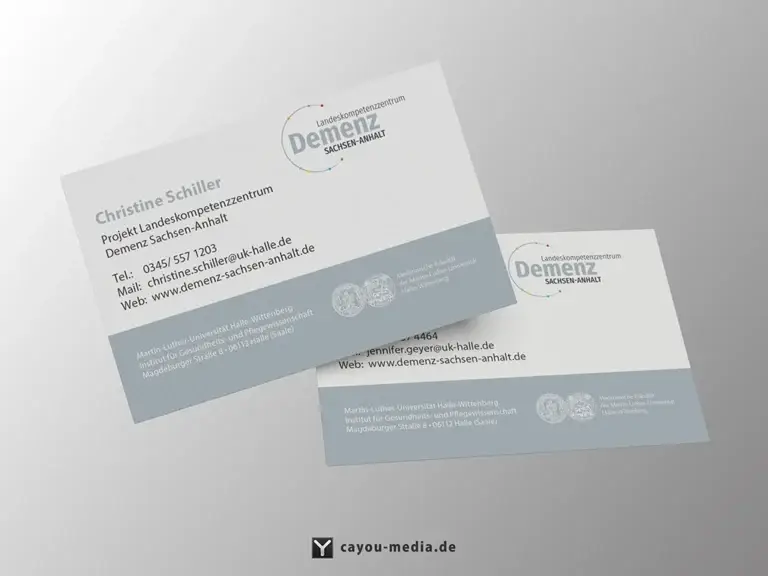 Grafikdesign - Visitenkarten - Landeskompetenzzentrum Demenz Sachsen-Anhalt